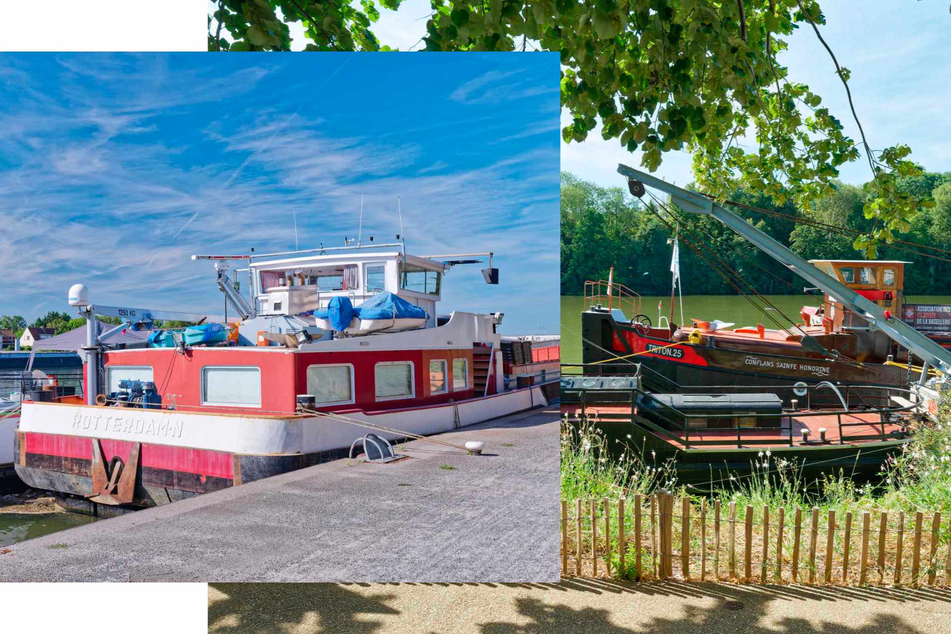 Conflans-Sainte-Honorine : péniche et remorqueur