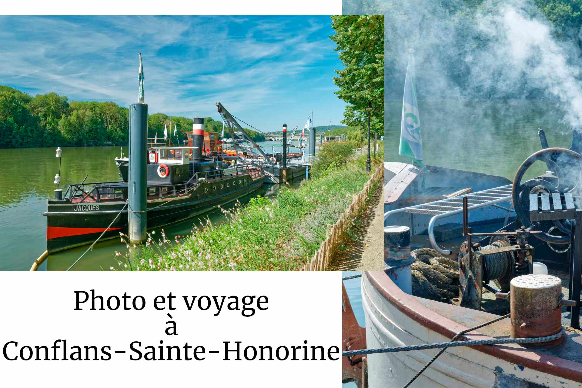 Conflans-Sainte-Honorine : péniche et remorqueur